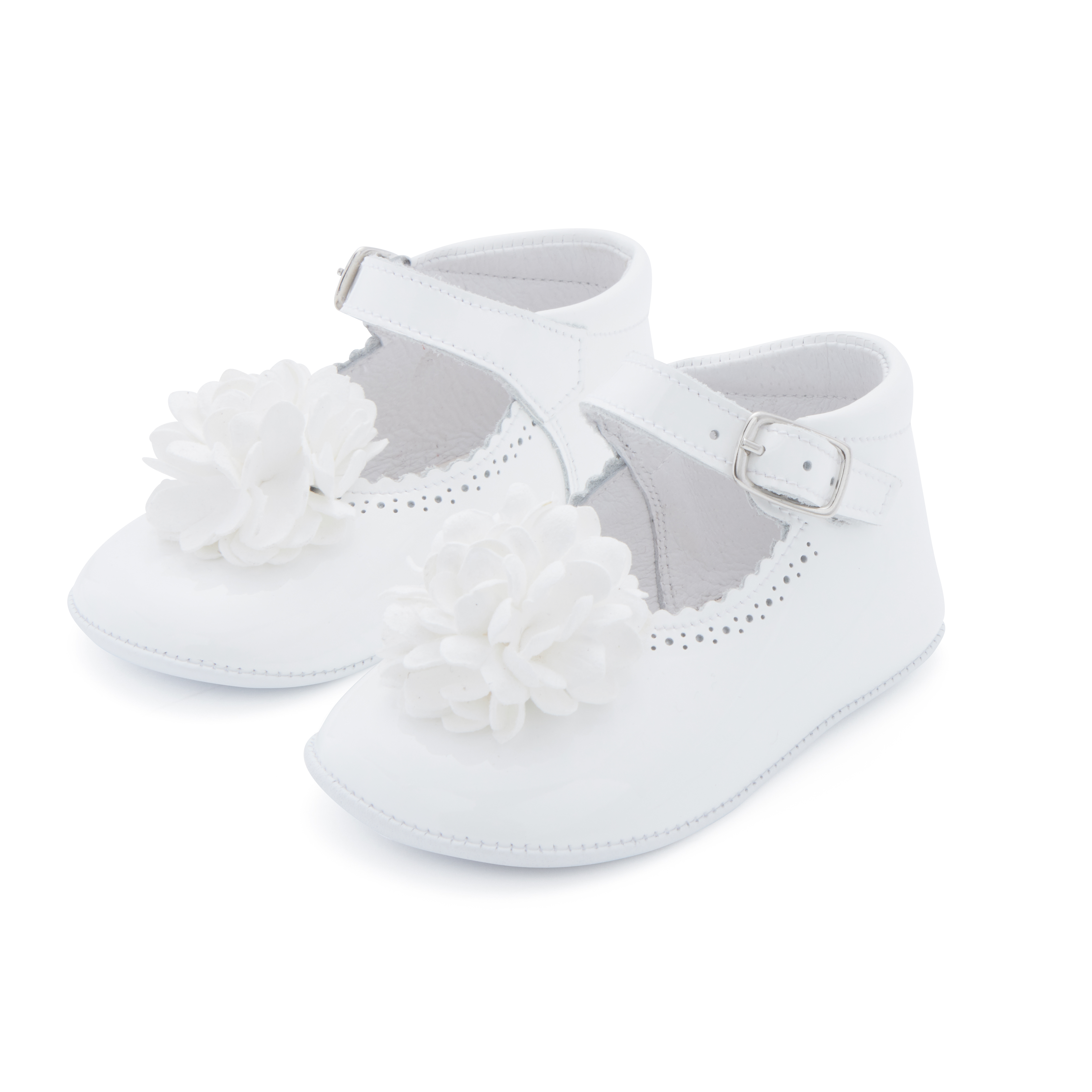 APPHIA white leather shoes with petals